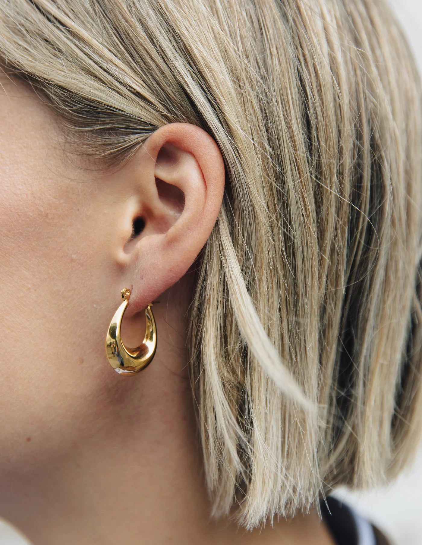 Bold Crescent Hoop Earrings, Gold