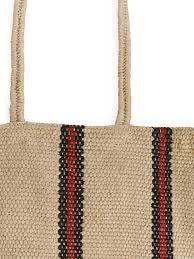 Striped Jute Bag, Long Handled, Red