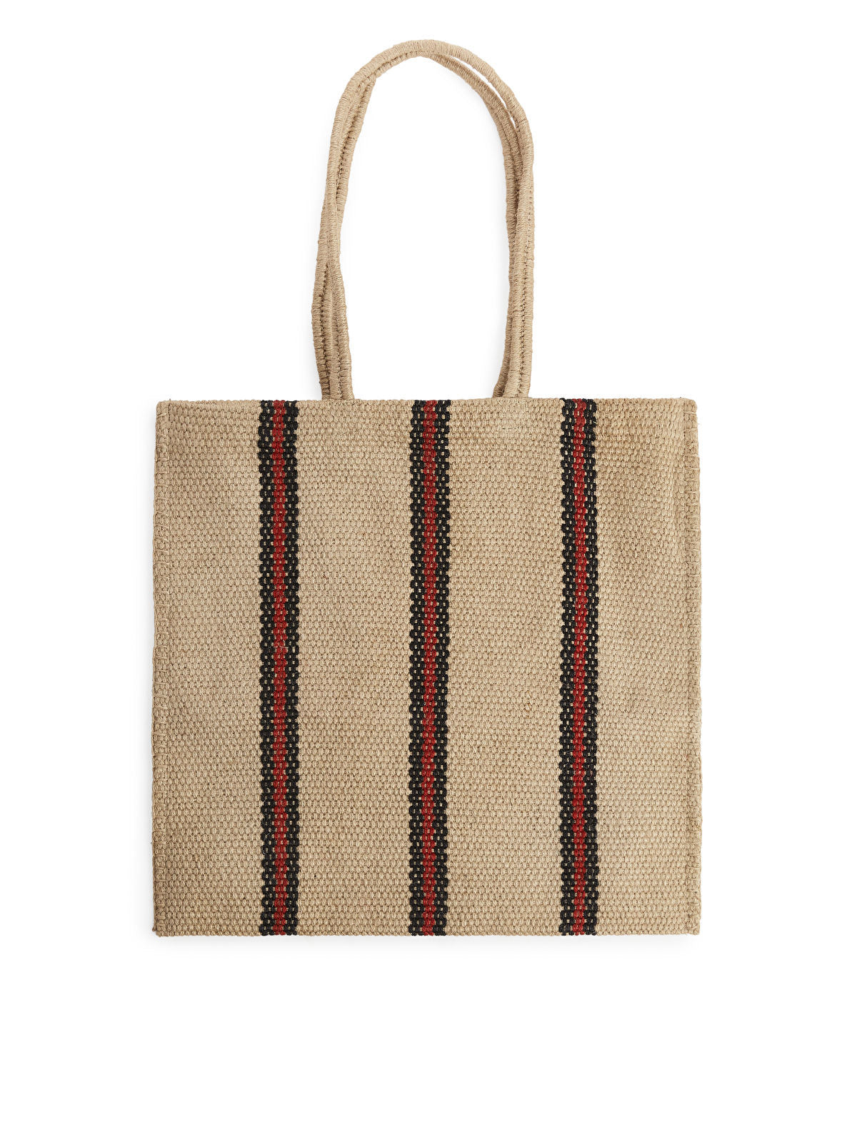 Striped Jute Bag, Long Handled, Red