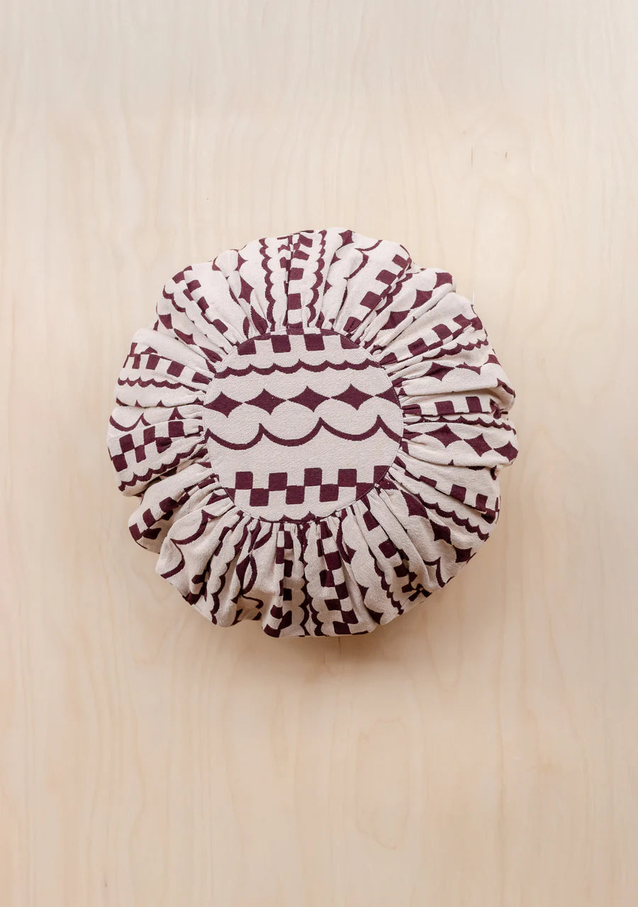 Cotton Cushion in Pink Checker Stripe