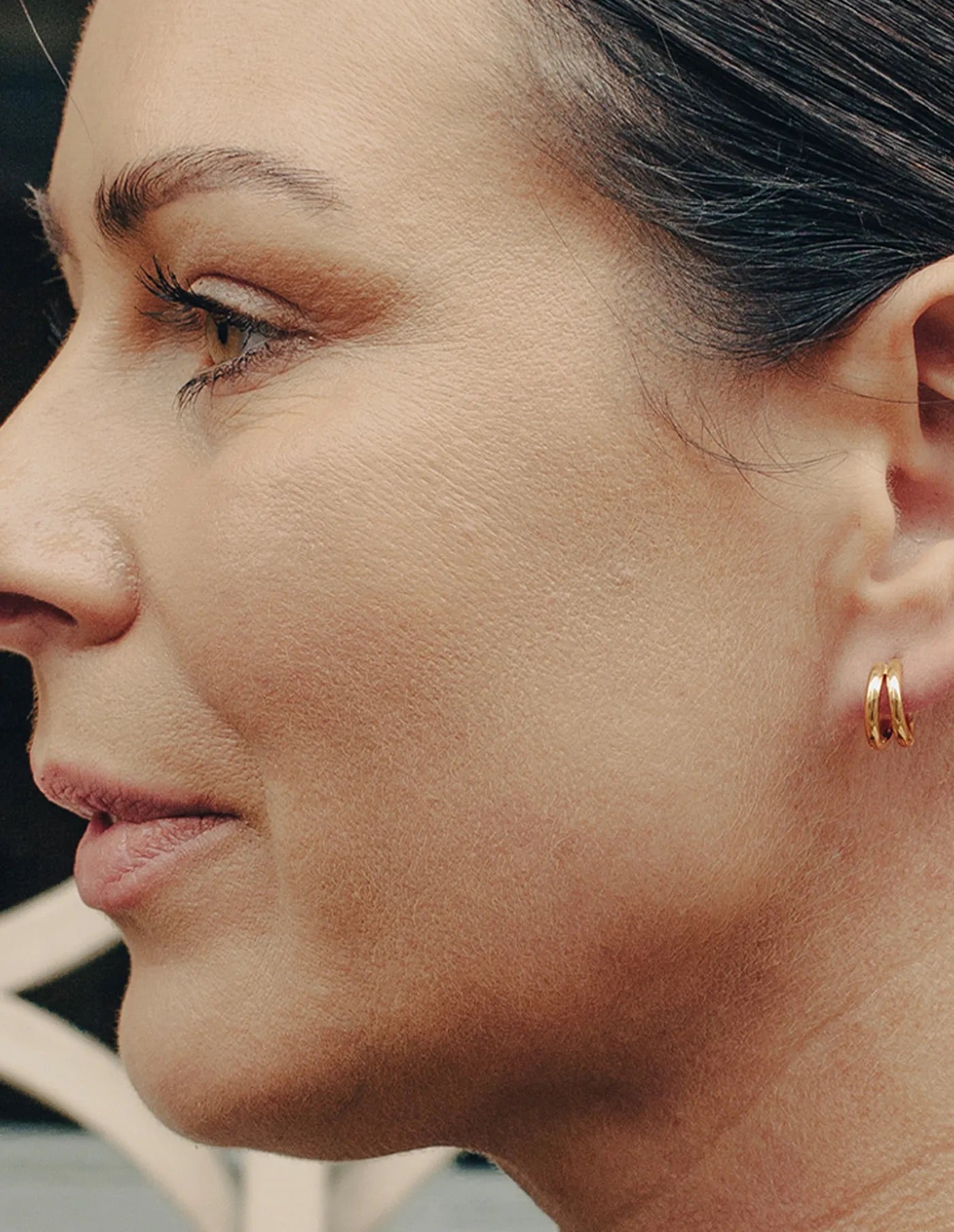 Gold Double Layer Huggie Hoops