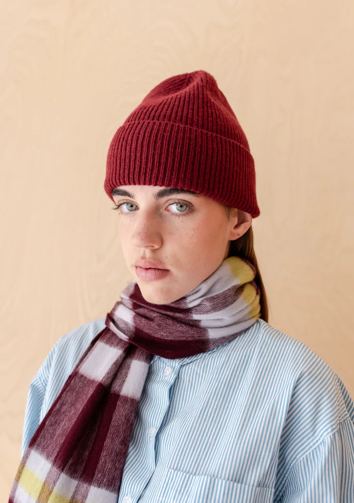 Cashmere & Merino Beanie, Burgundy