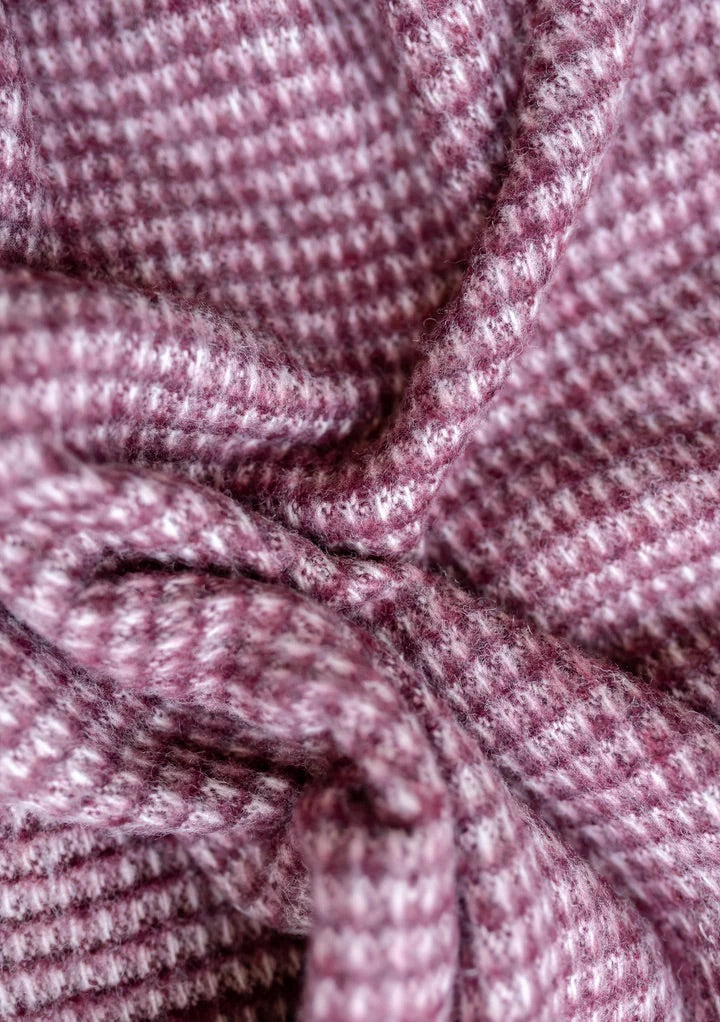 Recycled Wool Waffle Blanket, Berry