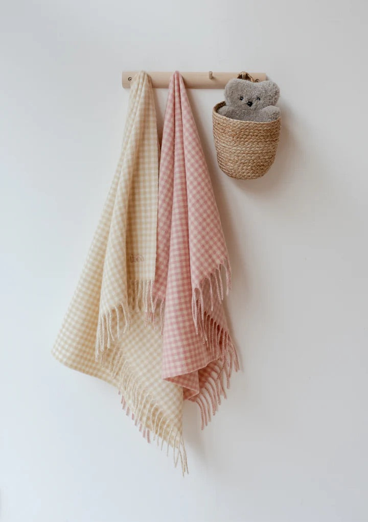 Baby Blanket, Oatmeal Gingham