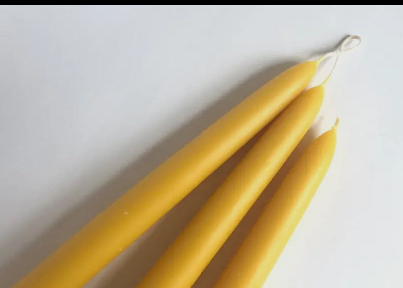 Large Beeswax Taper Candles, Set of 3
