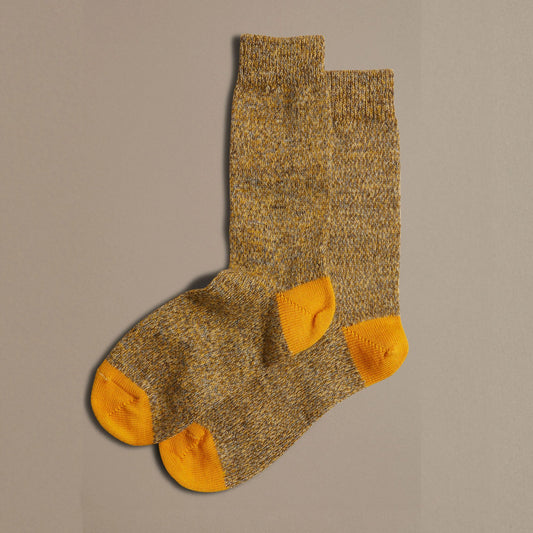 Fine Merino Wool Socks, Dark Yellow Marl