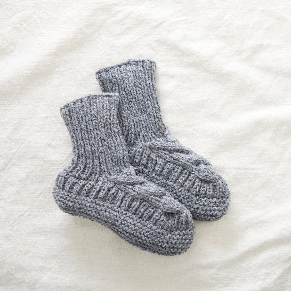 JANA Cable Knit Lined Wool Slipper Socks, Dark Grey, 9-11