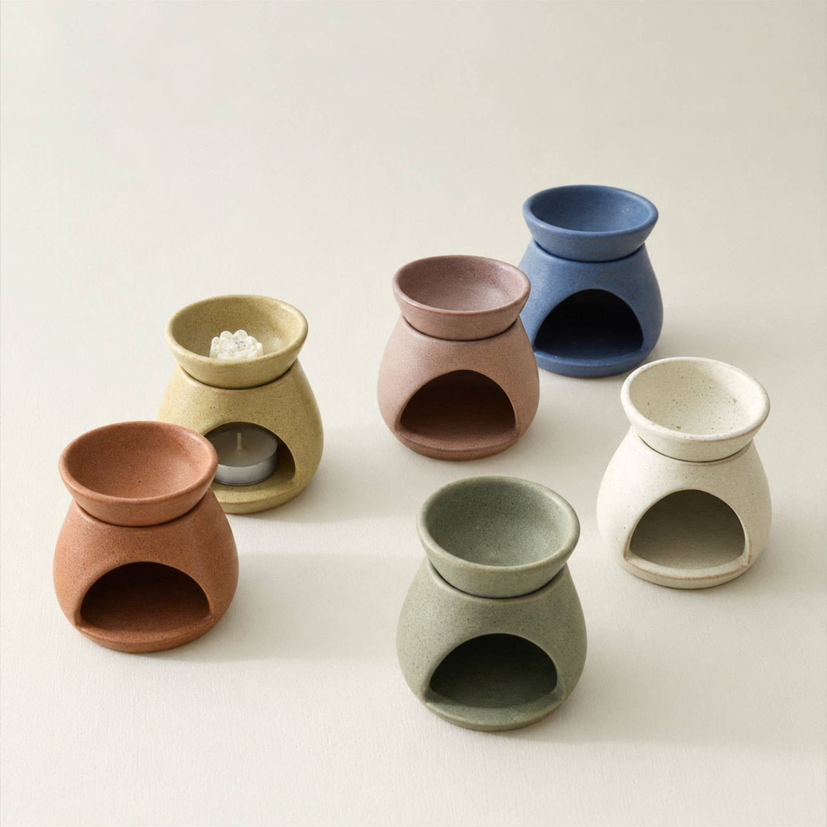 SUNU Stoneware Essential Oil Burner: Cream Sand