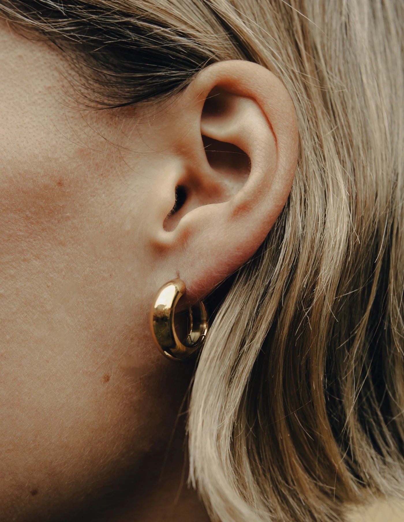 Gold Medium Bold Hoop Earrings