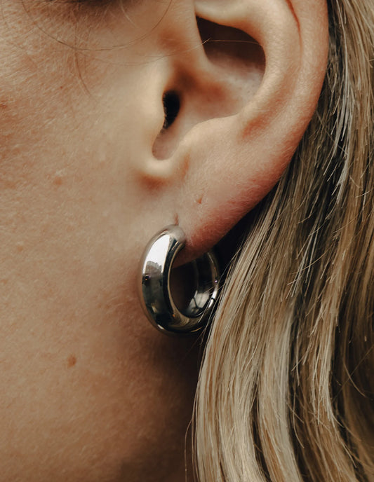 Silver Medium Bold Hoop Earrings