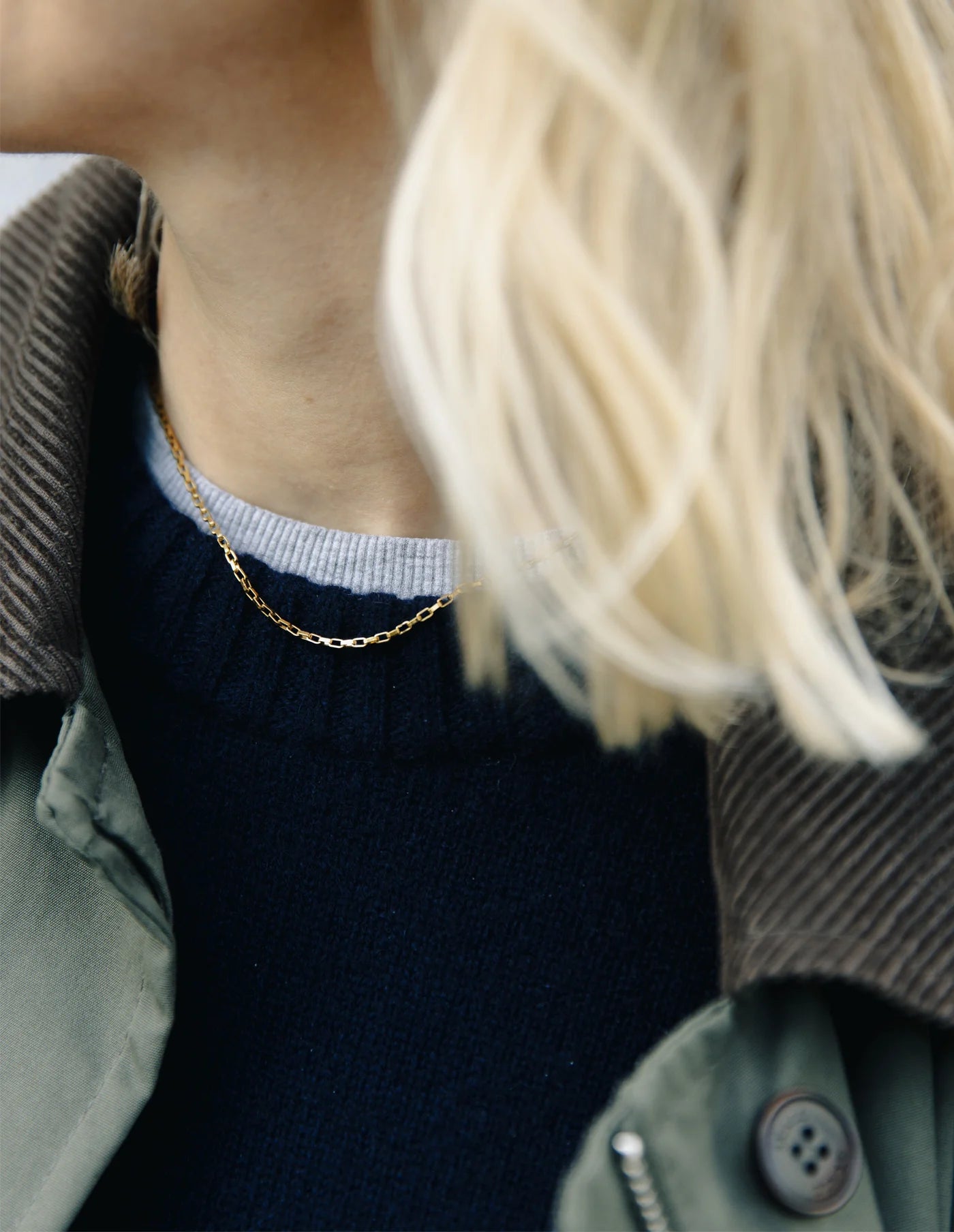 Gold Box Link Chain Necklace