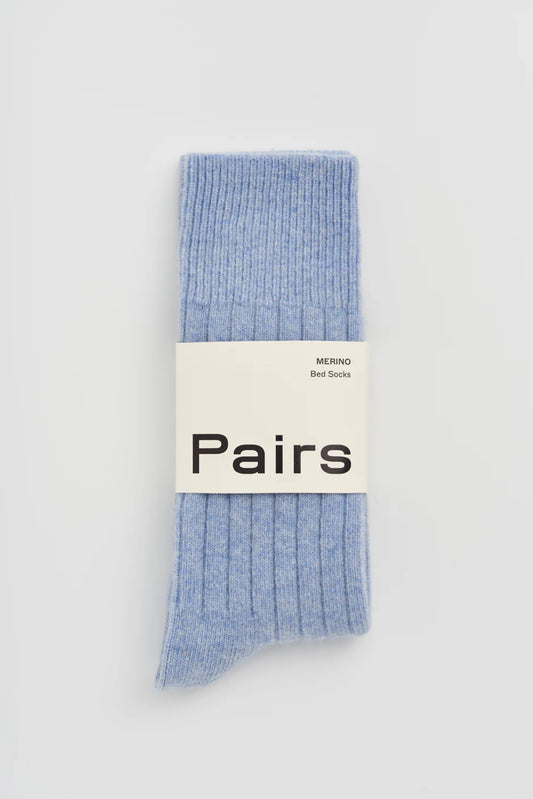Merino Bed Socks, Morning Blue