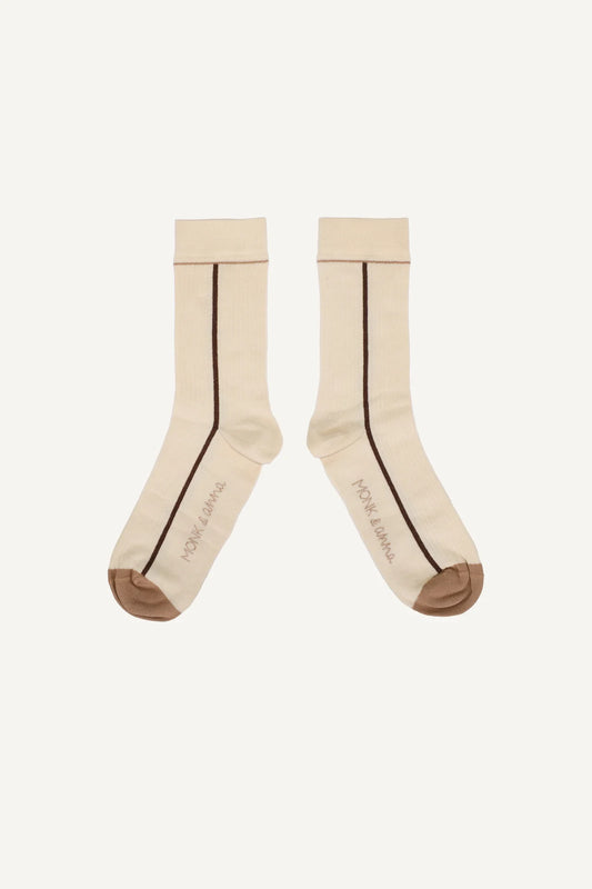 Cotton Socks, Graphic Line, Stone