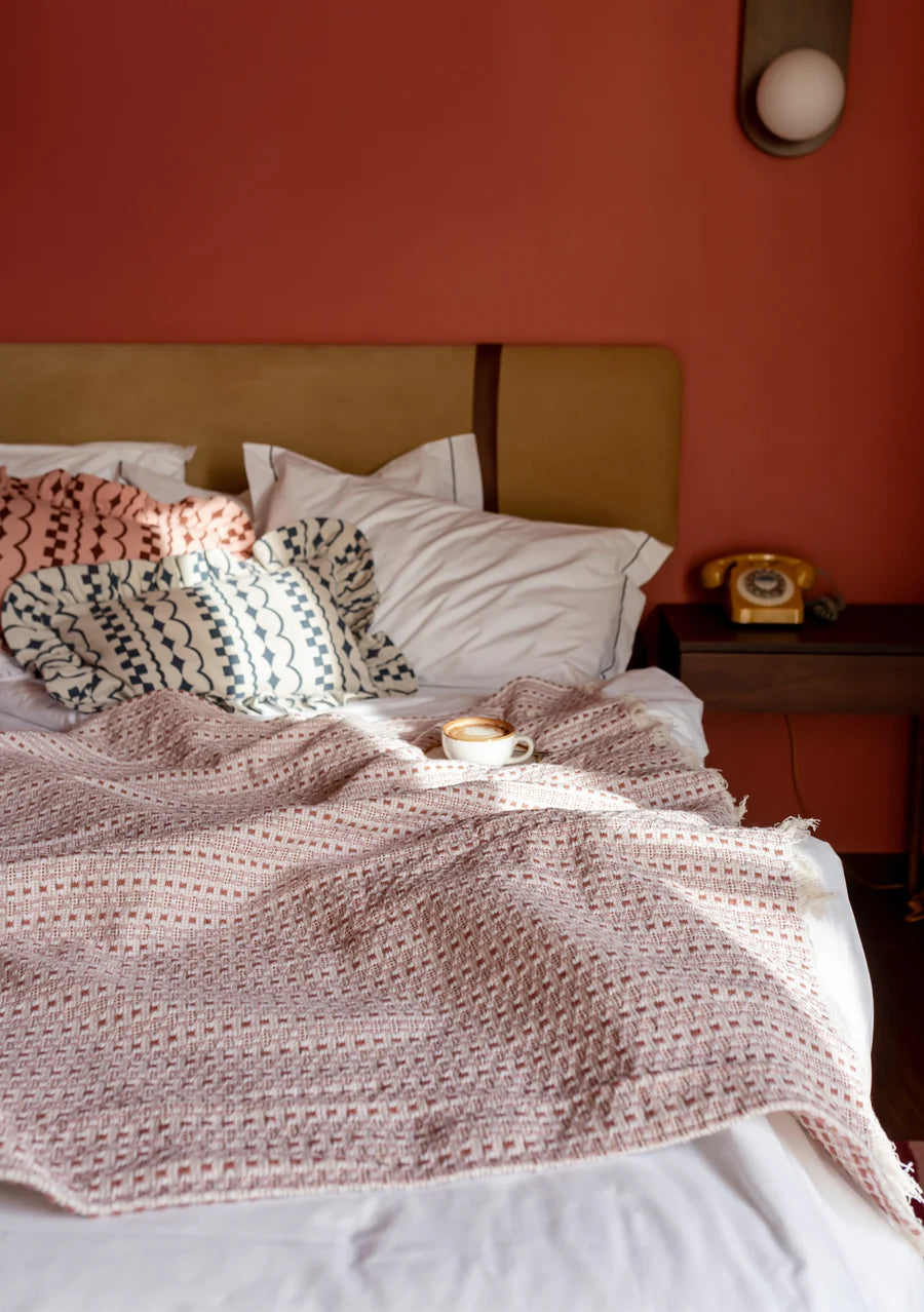 Cotton Throw, Rose Geometric