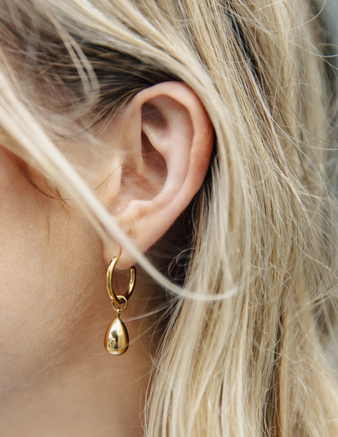 Gold Drop Hoop Earrings