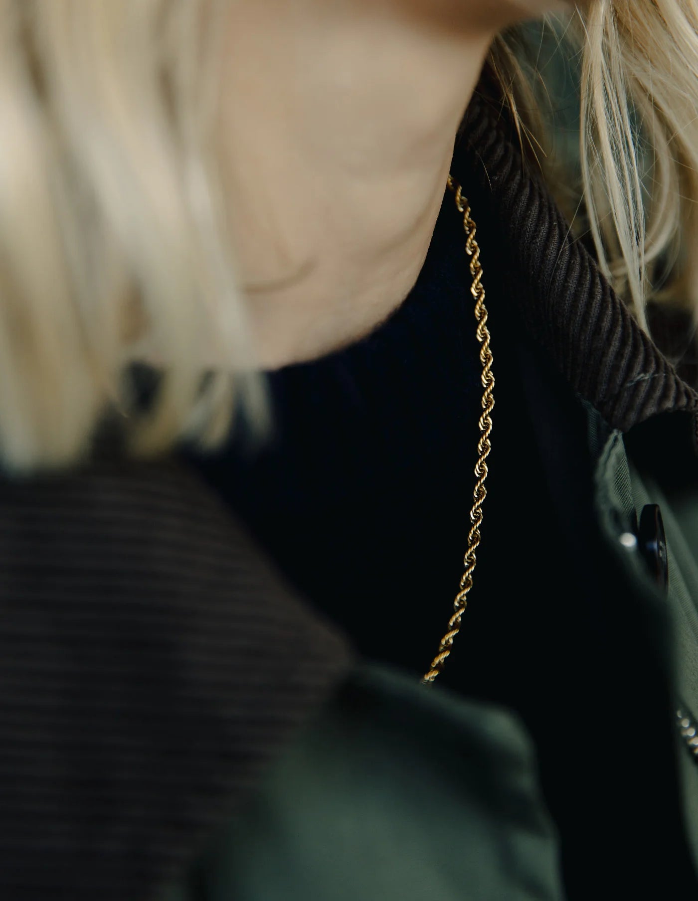 Gold Rope Twist Chain Necklace