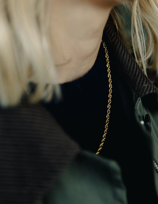 Gold Rope Twist Chain Necklace