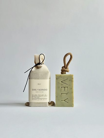 Soap on a Rope "Early Morning" with Green Clay and Mint