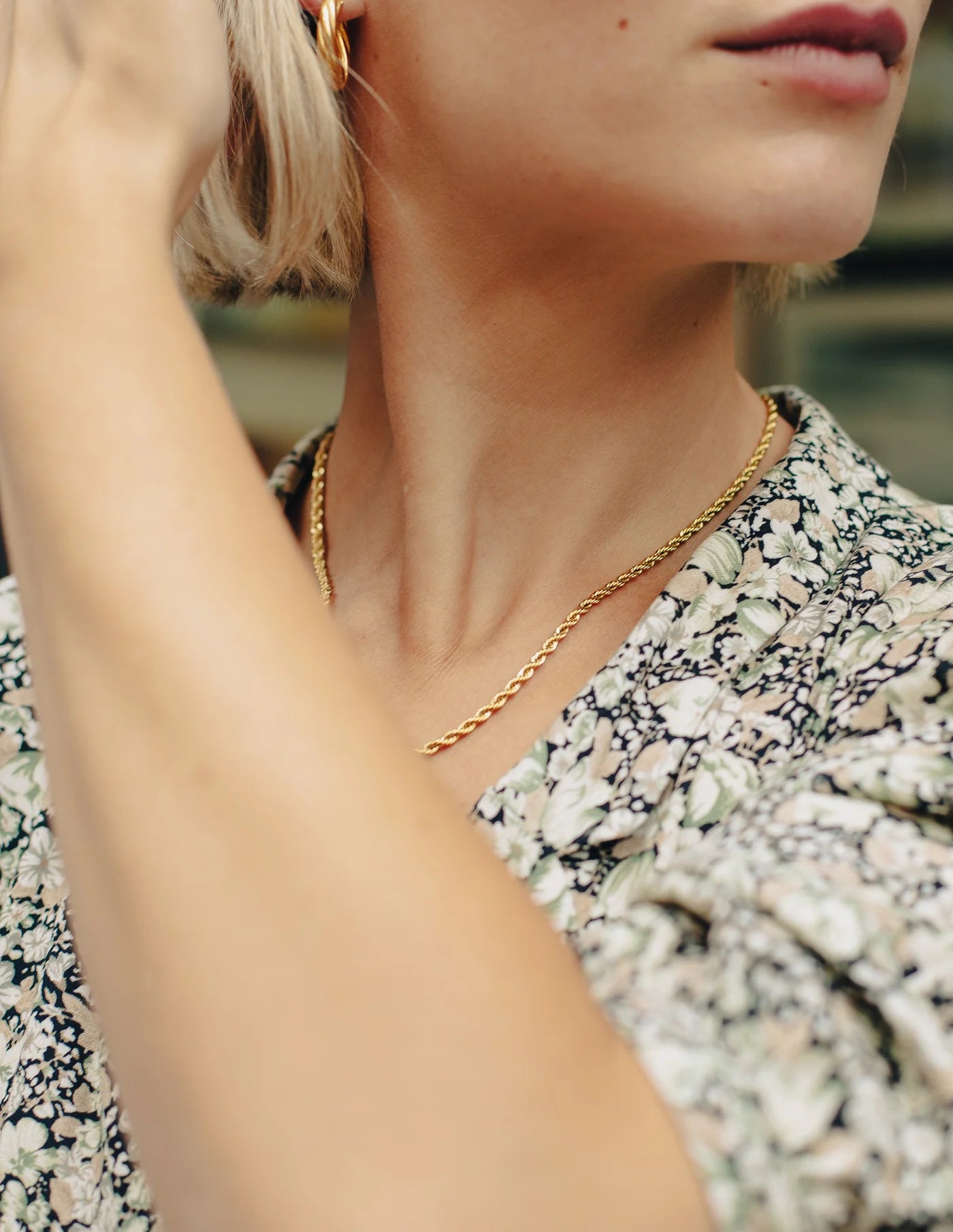 Gold Rope Twist Chain Necklace