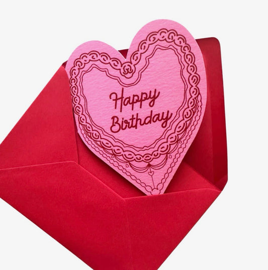 Happy Birthday Cake Heart Card