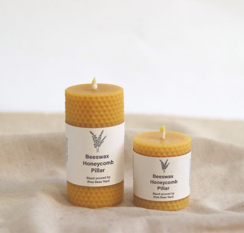 Beeswax Honeycomb Pillar Candle, Large