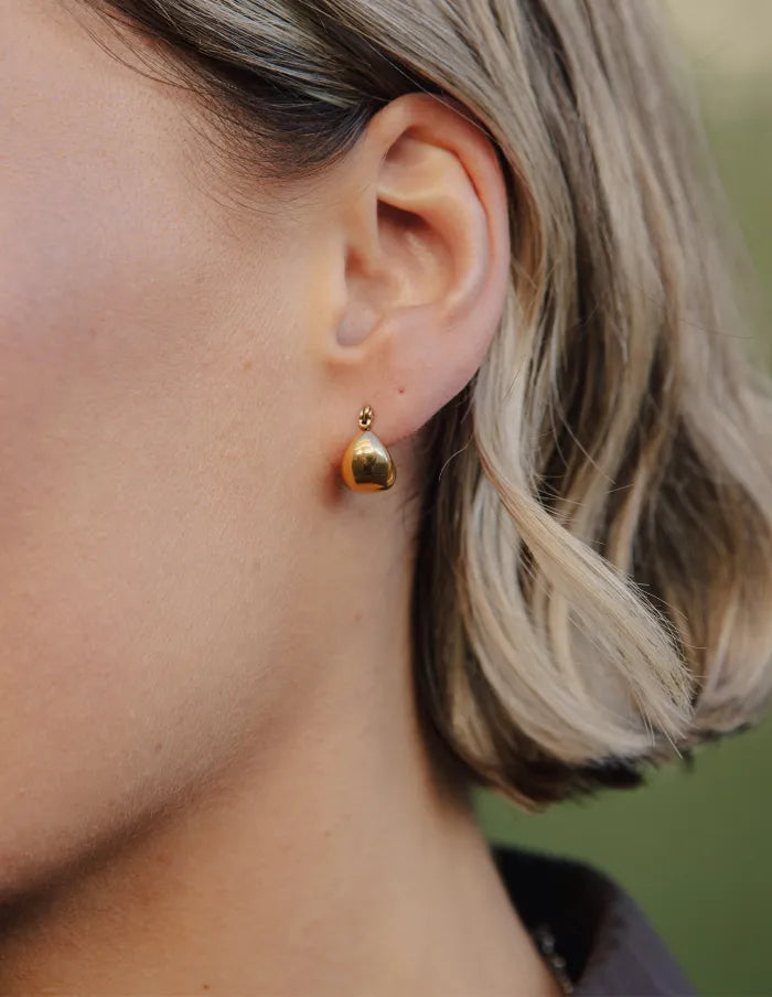 Gold Teardrop Hoop Earrings