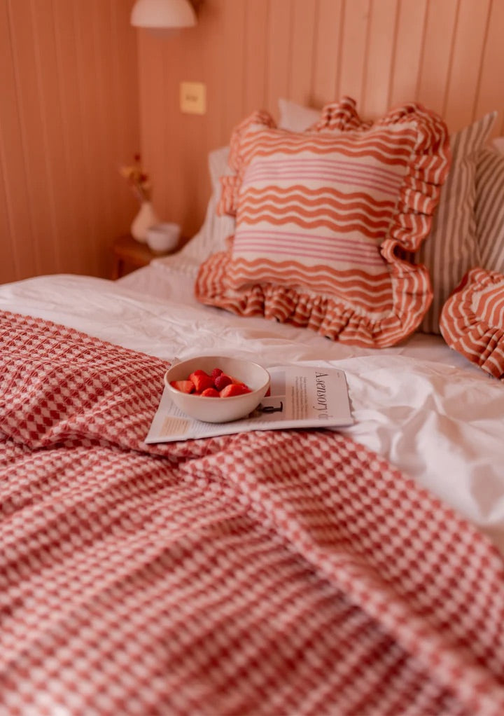 Cotton Throw, Pink Argyle