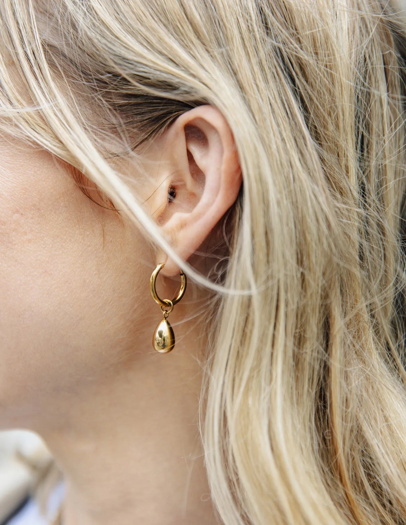 Gold Drop Hoop Earrings