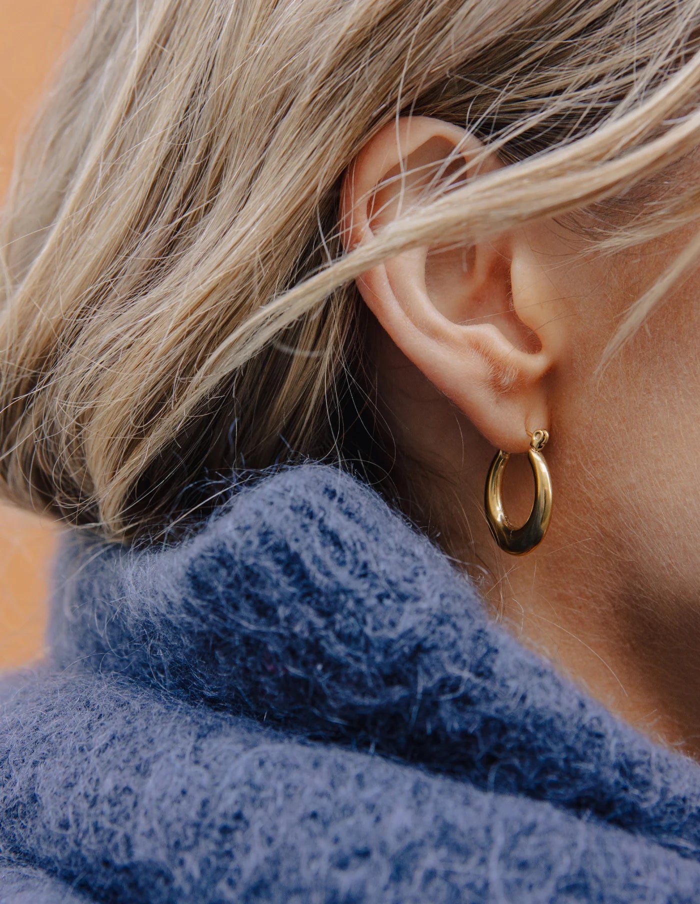 Gold Oval Hoops Earrings
