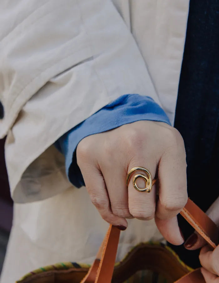Gold Spiral Swirl Ring