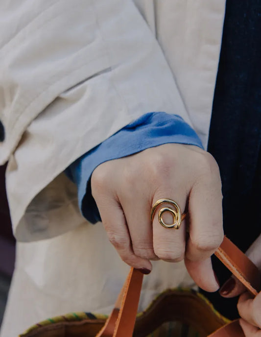 Gold Spiral Swirl Ring