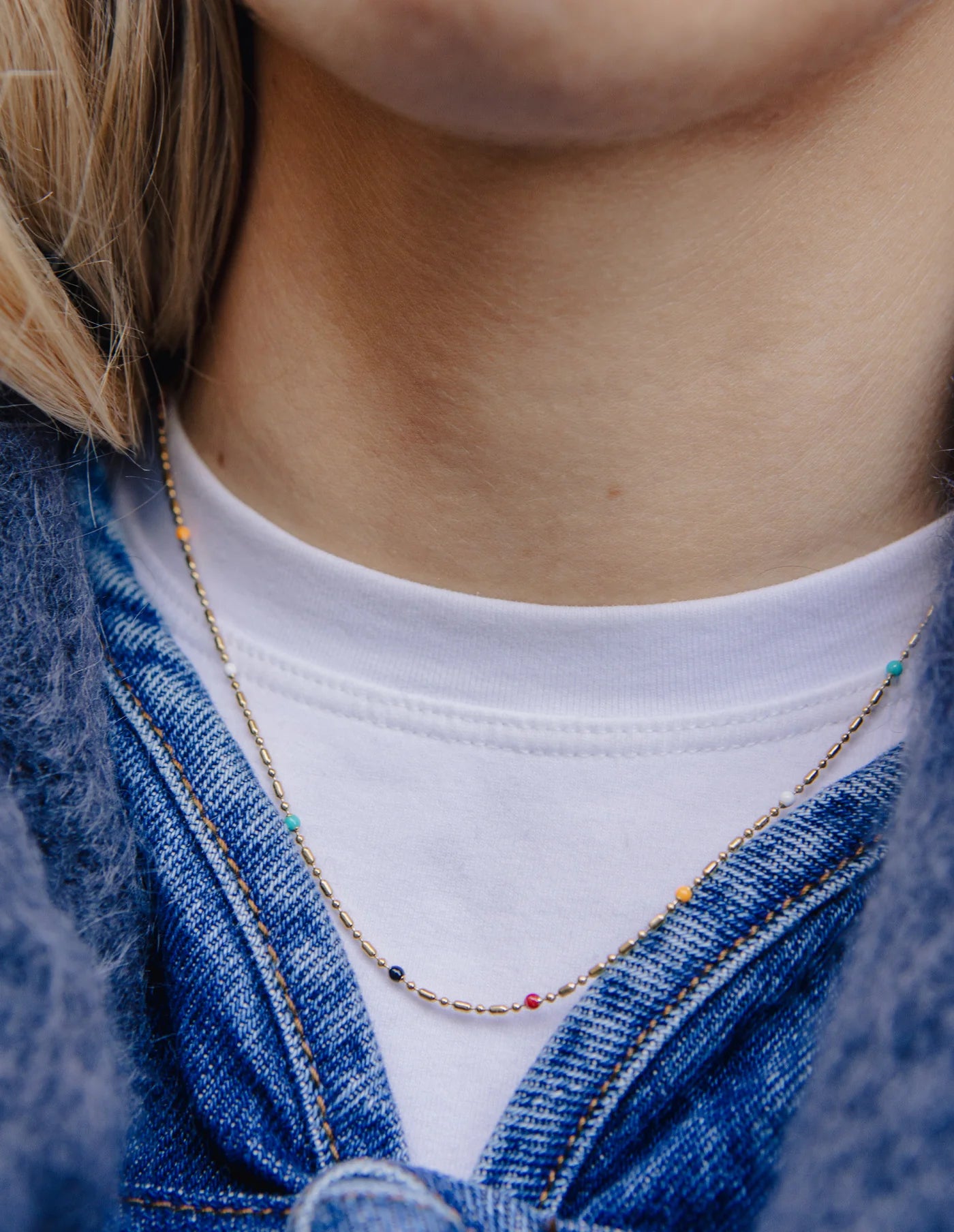 Gold Rainbow Beaded Necklace