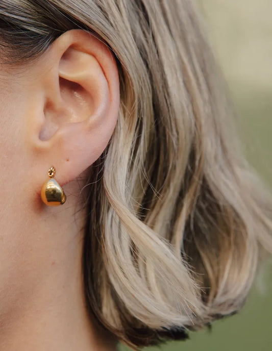 Gold Teardrop Hoop Earrings