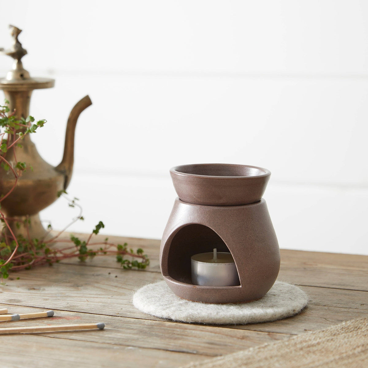 SUNU Stoneware Essential Oil Burner: Cream Sand