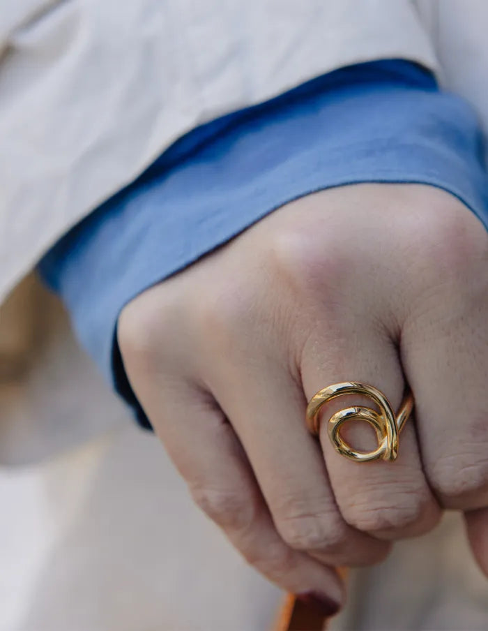 Gold Spiral Swirl Ring