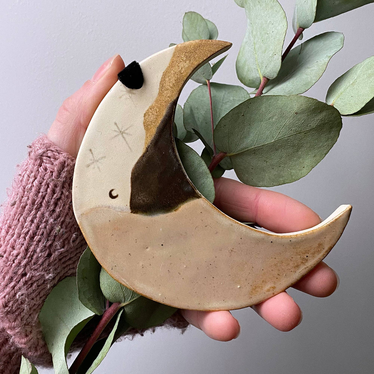 Hanging Mountain Crescent Moon | Stoneware Ceramic