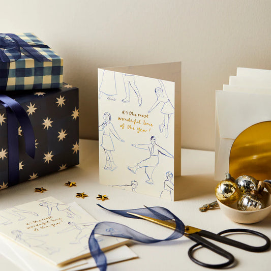 Ice Skaters Christmas Card