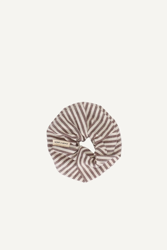 Cotton Scrunchie, Mocha Stripe