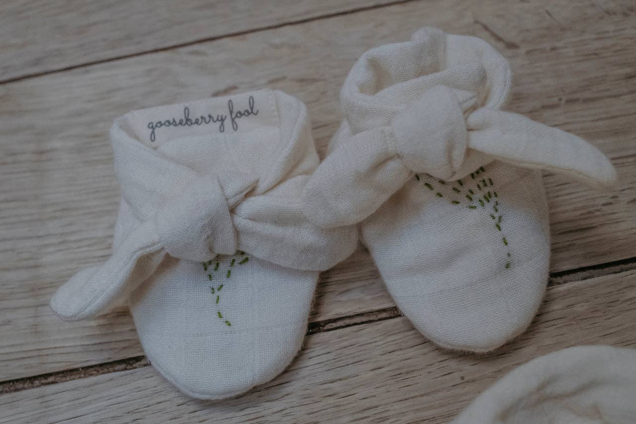 Organic Cotton Muslin Booties, 0-6 months