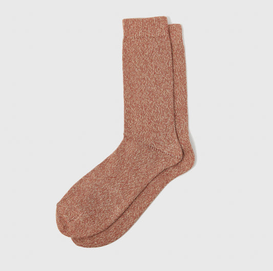 Paprika orange and cream speckled marled marl organic cotton sock size 37-41 uk 8-11 size 37-41 uk 4-7 made in Britain 80% organic cotton 20% polyamide organically grown cotton socks