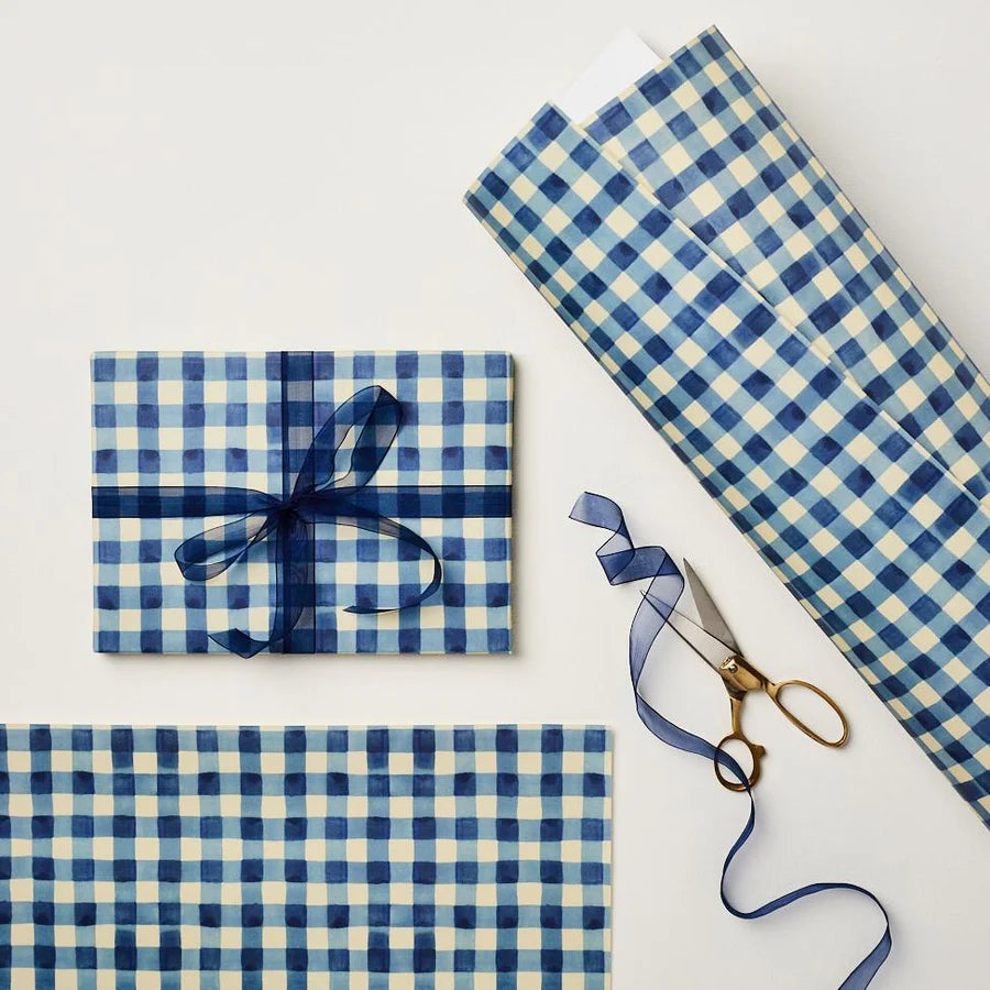 Blue Gingham Patterned Paper