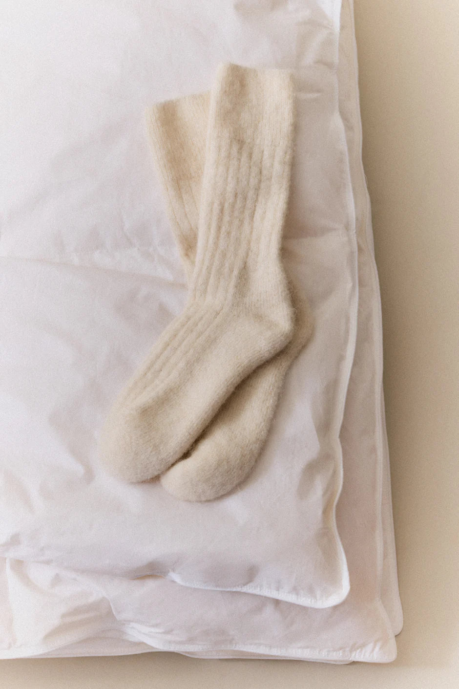 Merino Bed Socks, Clotted Cream