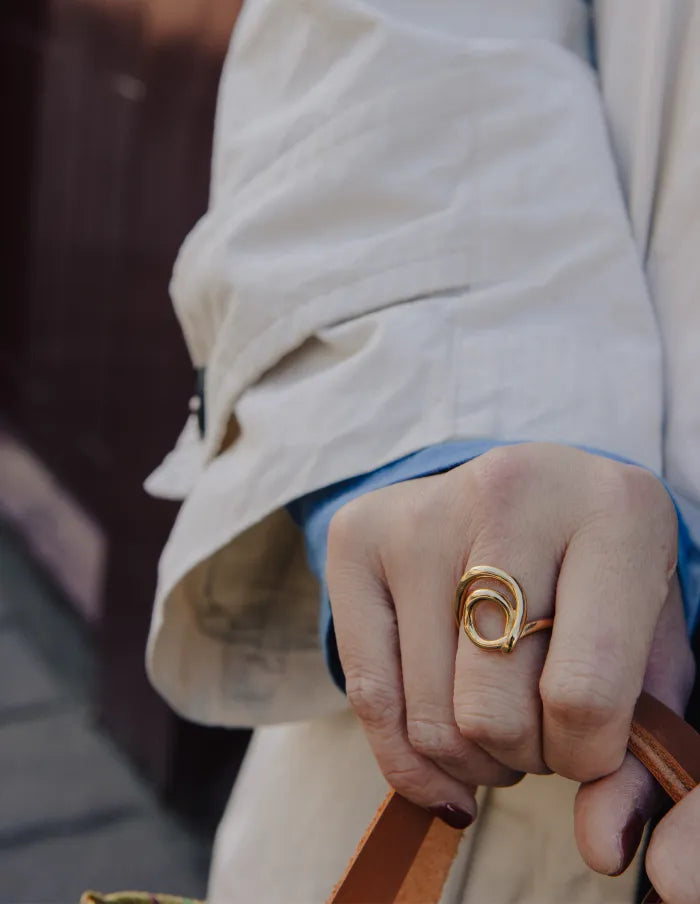 Gold Spiral Swirl Ring