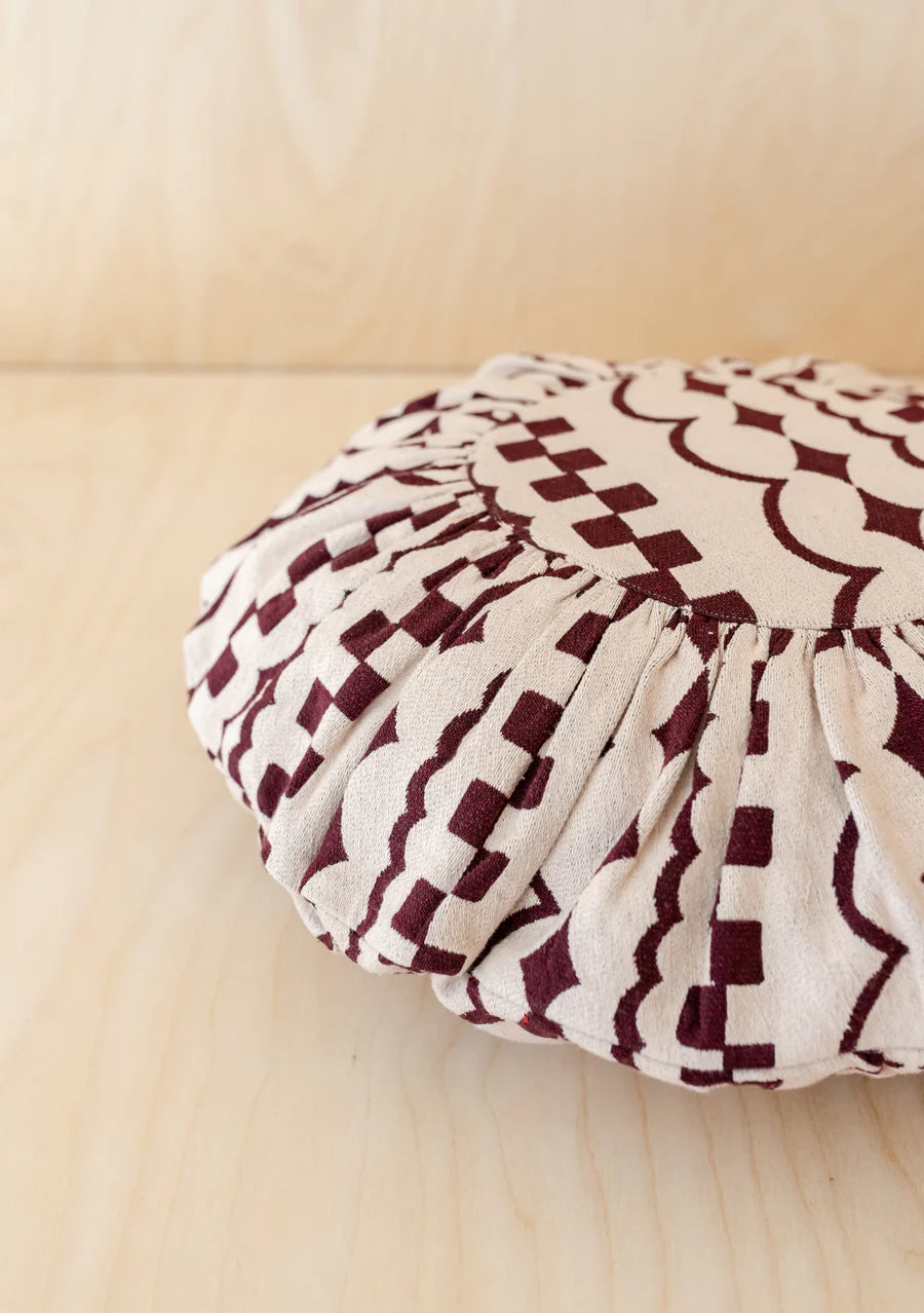 Cotton Cushion in Pink Checker Stripe