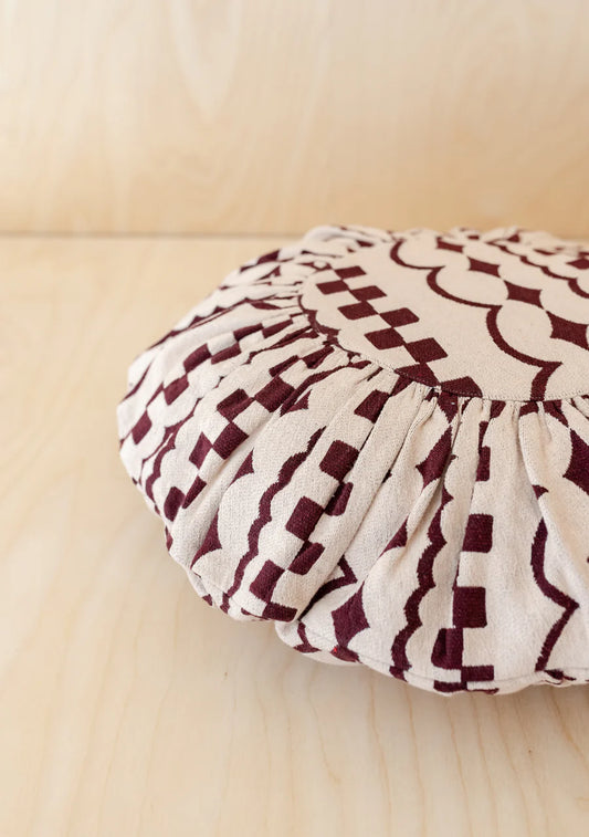 Cotton Cushion in Pink Checker Stripe
