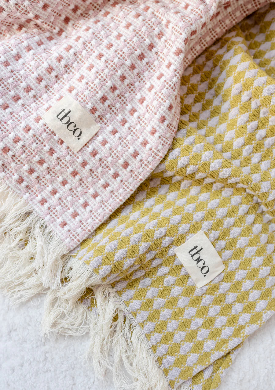 Cotton Throw, Rose Geometric