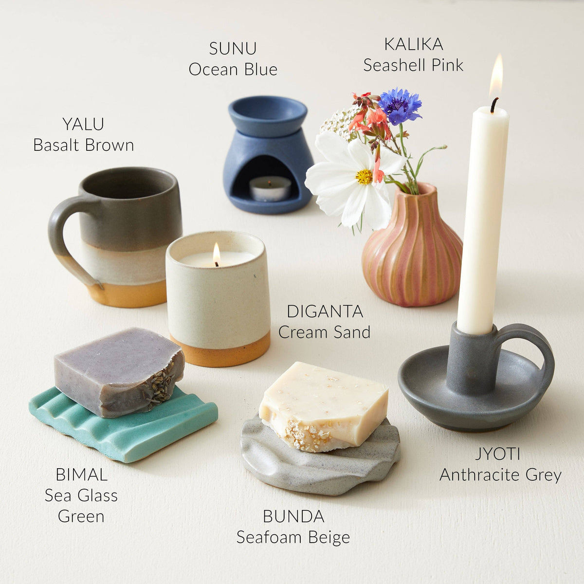 SUNU Stoneware Essential Oil Burner: Cream Sand