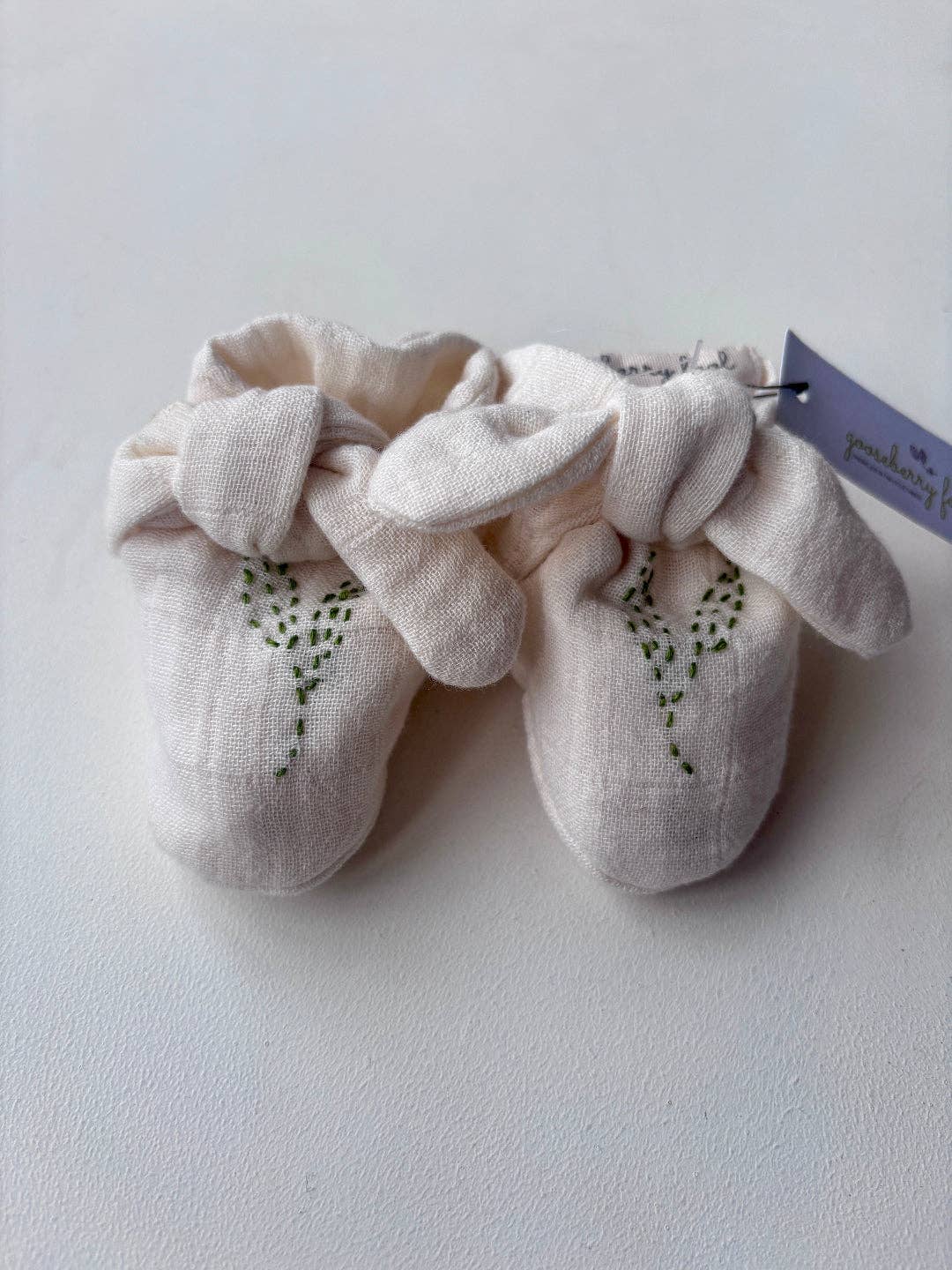 Organic Cotton Muslin Booties, 0-6 months