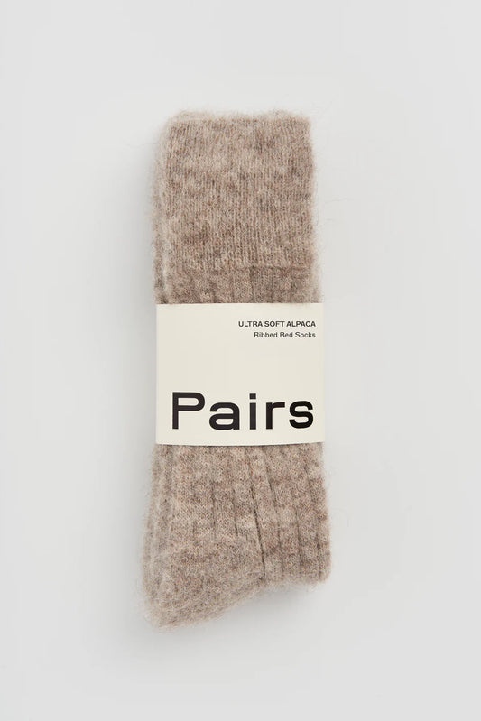 Ultra Soft Alpaca Ribbed Bed Socks, Hare Grey