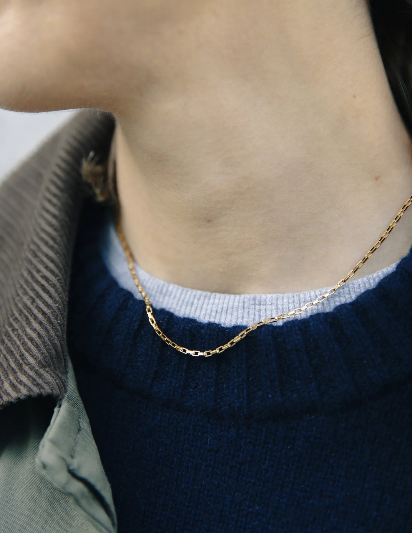 Gold Box Link Chain Necklace